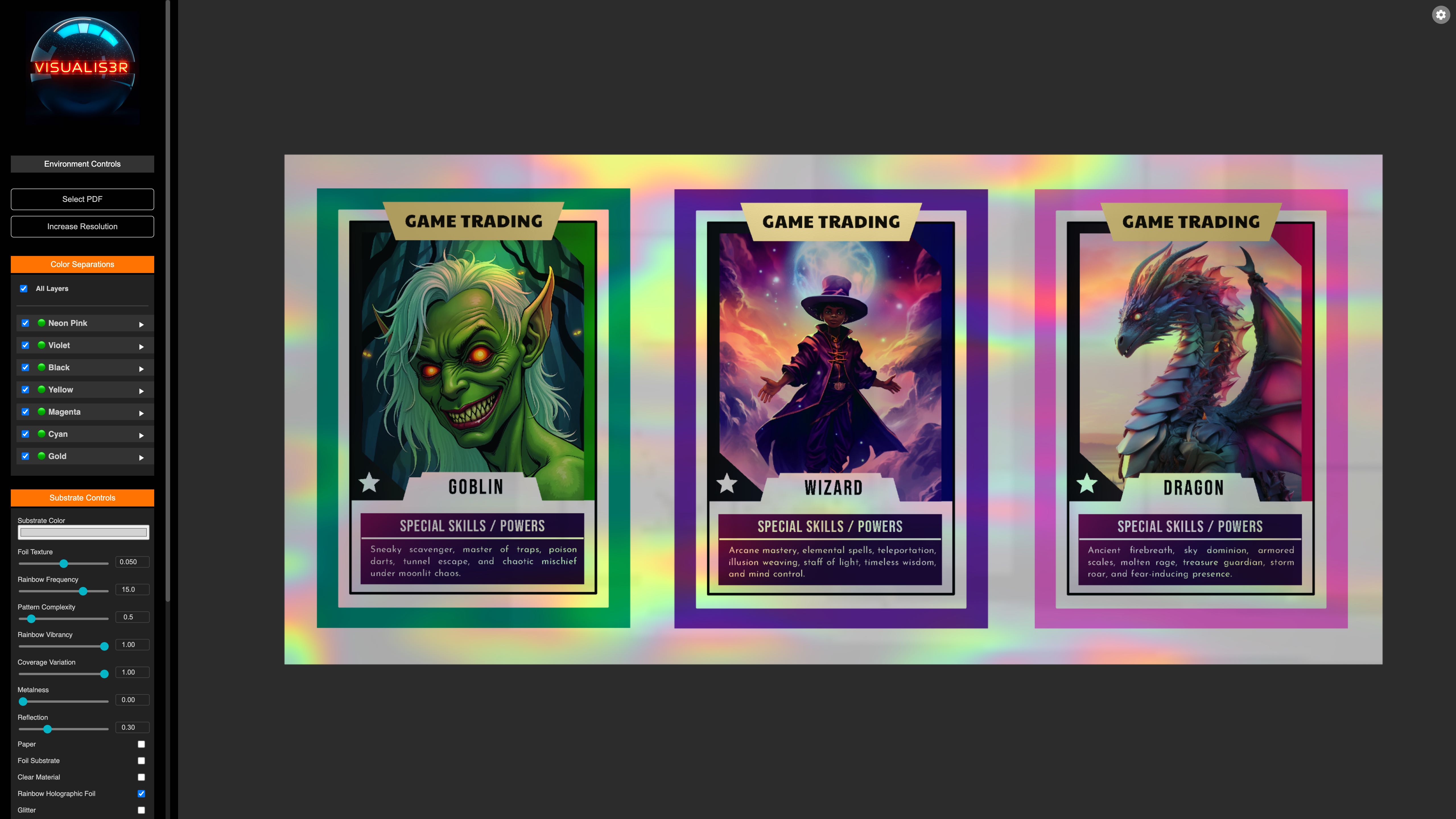 Visualis3R – Substrates and base materials